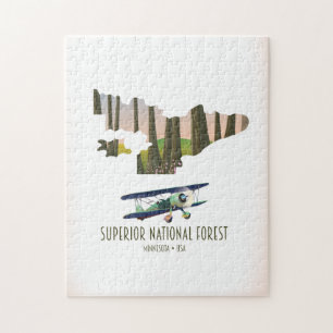Puzzle Carte vintage de la forêt nationale supérieure du