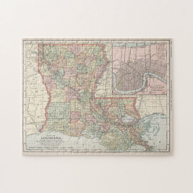 Puzzle Carte vintage de la Louisiane (1891) (Horizontal)