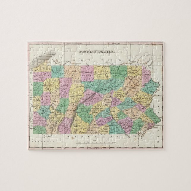 Puzzle Carte vintage de la Pennsylvanie (1827) (Horizontal)