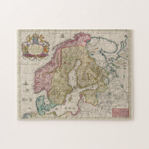 Puzzle Carte Vintage de la Scandinavie (1665)