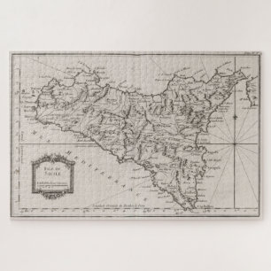 Puzzle Carte Vintage de la Sicile Italie (1764)
