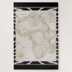 Puzzle Carte vintage de l'Afrique Sepia Tone noir blanc Z
