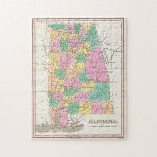 Puzzle Carte vintage de l'Alabama (1827)