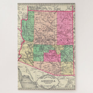 Puzzle Carte vintage de l'Arizona (1881)