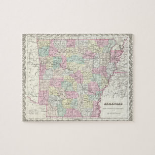 Puzzle Carte vintage de l'Arkansas (1855)