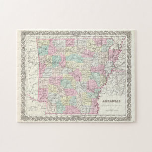 Puzzle Carte Vintage de l'Arkansas (1855)