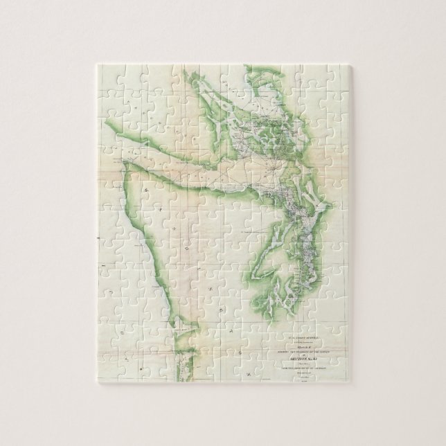 Puzzle Carte vintage de l'état de Washington Côtier (Vertical)