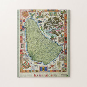 Puzzle Carte vintage de l'île de la Barbade