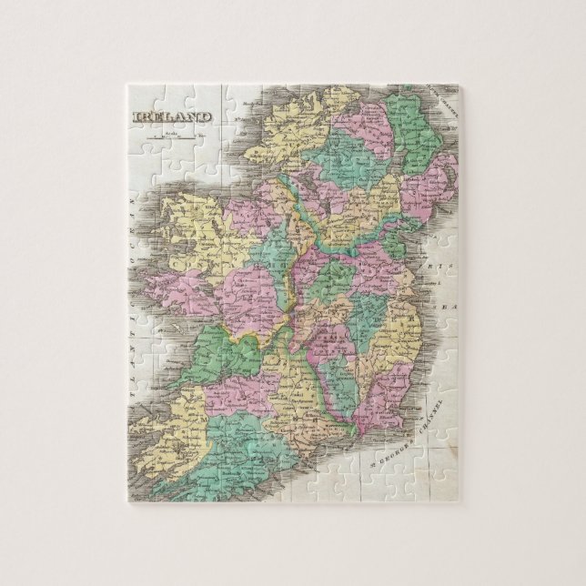 Puzzle Carte vintage de l'Irlande (1827) (Vertical)
