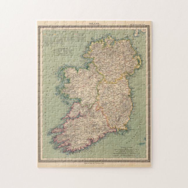 Puzzle Carte vintage de l'Irlande (1888) (Vertical)