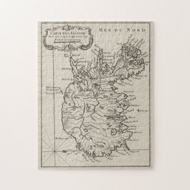 Puzzle Carte vintage de l'Islande (1764) (Vertical)