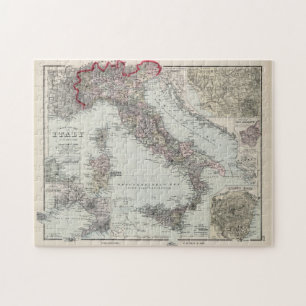 Puzzle Carte vintage de l'Italie (1878)