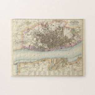 Puzzle Carte vintage de Liverpool Angleterre (1872)