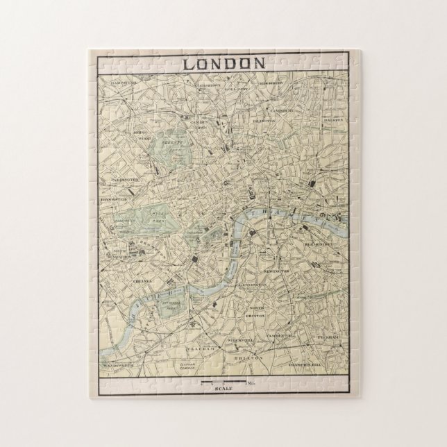 Puzzle Carte vintage de Londres Angleterre (1901) (Vertical)