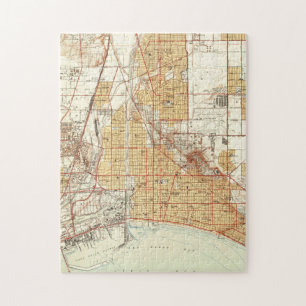 Puzzle Carte vintage de Long Beach la Californie (1949) 2