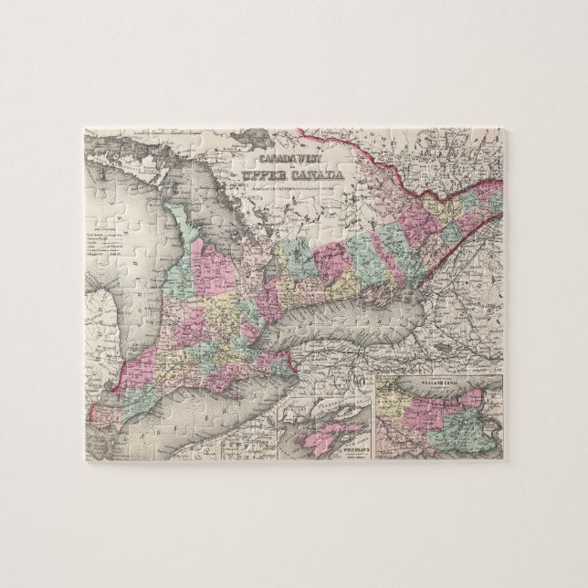 Puzzle Carte vintage de l'Ontario (1857) (Horizontal)