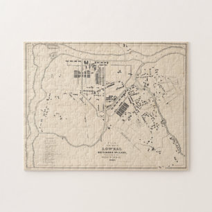 Puzzle Carte vintage de Lowell MA (1832)
