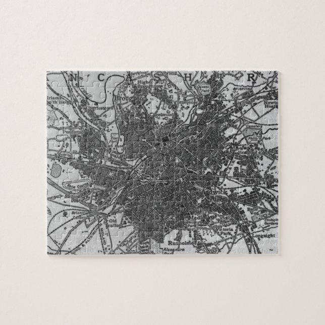 Puzzle Carte vintage de Manchester Angleterre (1911) (Horizontal)