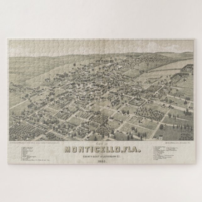 Puzzle Carte vintage de Monticello FL (1885) (Horizontal)