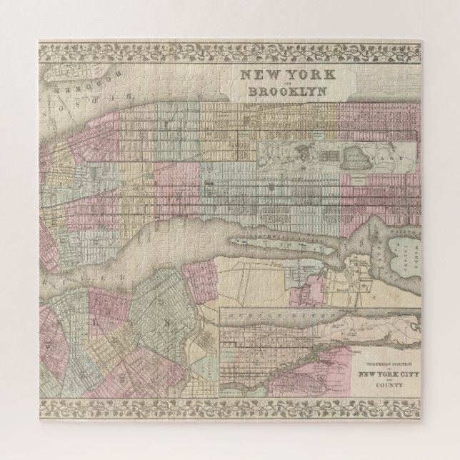 Puzzle Carte vintage de New York (Vertical)