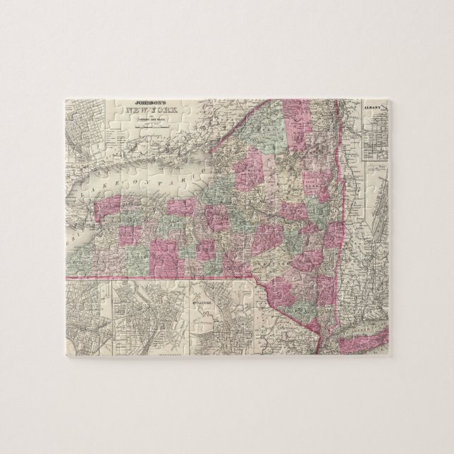 Puzzle Carte vintage de New York (1864) (Horizontal)