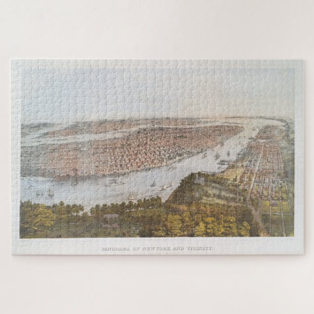 Puzzle Carte vintage de New York (1866) (Horizontal)