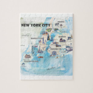Puzzle Carte vintage de New York City Manhattan