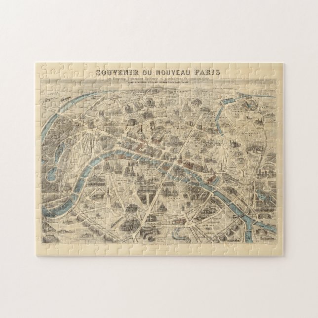 Puzzle Carte vintage de Paris France (1871) (Horizontal)