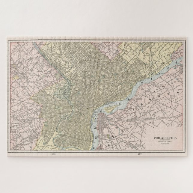 Puzzle Carte vintage de Philadelphie (1901) (Horizontal)