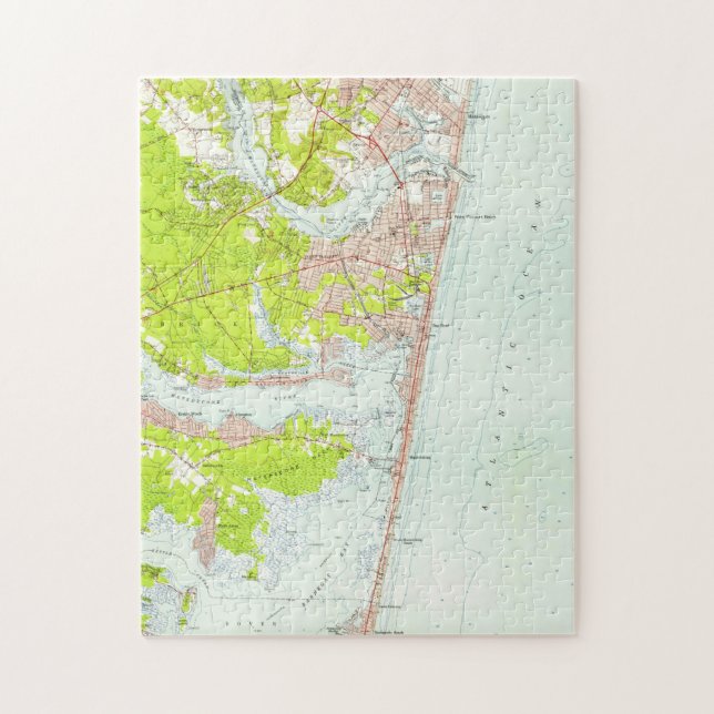 Puzzle Carte vintage de point NJ agréable (1953) (Vertical)