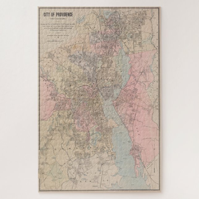 Puzzle Carte vintage de Providence Rhode Island (1901) (Vertical)