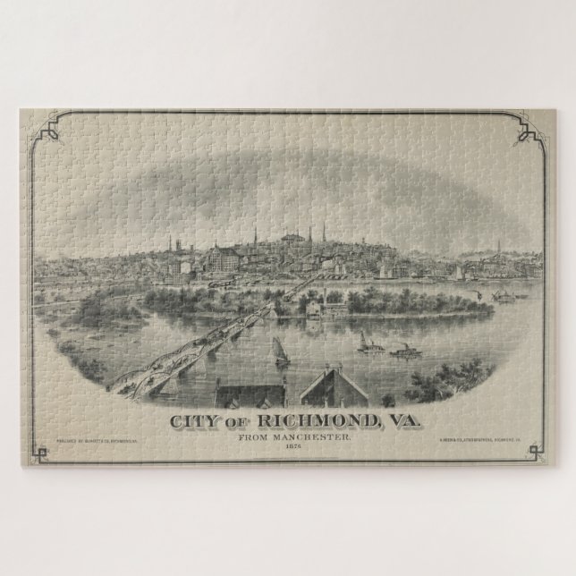 Puzzle Carte vintage de Richmond VA (1876) (Horizontal)
