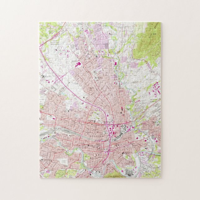 Puzzle Carte vintage de Roanoke la Virginie (1963) (Vertical)