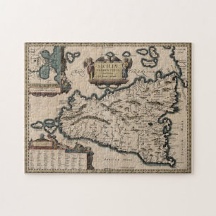 Puzzle Carte vintage de Sicile Italie (1619)
