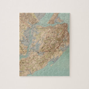 Puzzle Carte vintage de Staten Island (1891)
