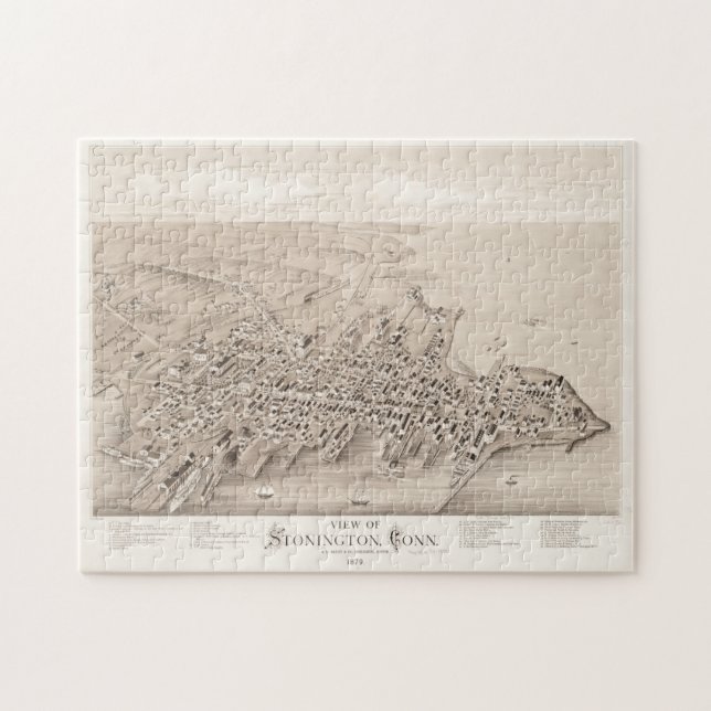 Puzzle Carte vintage de Stonington CT (1879) (Horizontal)