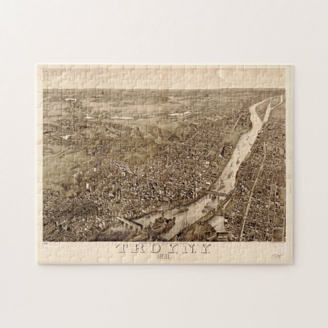 Puzzle Carte vintage de Troy NY (1881) (Horizontal)