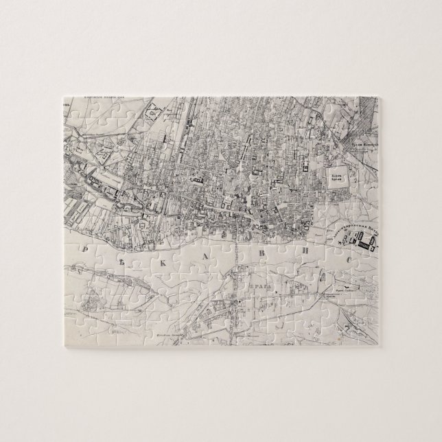 Puzzle Carte vintage de Varsovie Pologne (1836) (Horizontal)