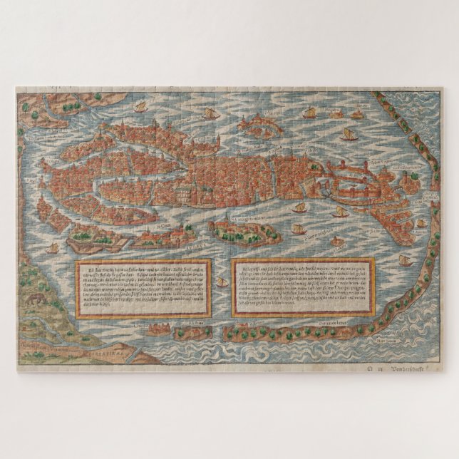 Puzzle Carte vintage de Venise Italie (1550) (Horizontal)