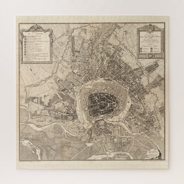 Puzzle Carte vintage de Vienne Autriche (1783) (Vertical)