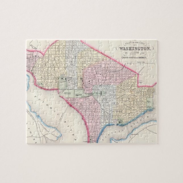 Puzzle Carte vintage de Washington (1864) (Horizontal)