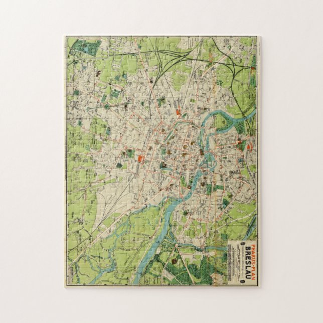 Puzzle Carte vintage de Wroclaw Pologne (1910) (Vertical)