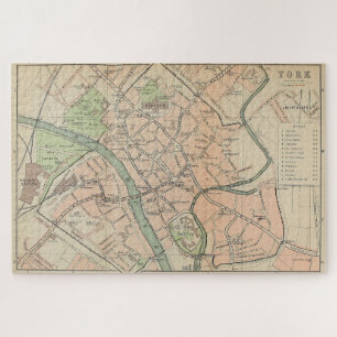 Puzzle Carte vintage de York Angleterre (1890)