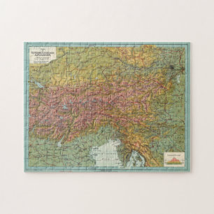Puzzle Carte vintage des Alpes autrichiennes (1916)