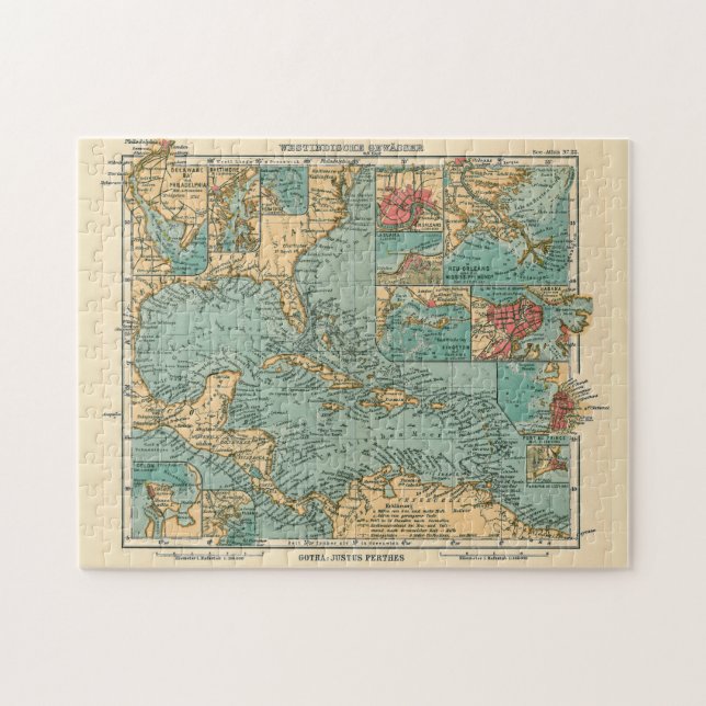 Puzzle Carte vintage des Caraïbes (1906) (Horizontal)