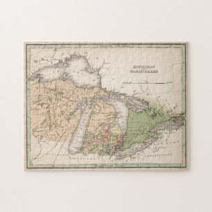 Puzzle Carte vintage des Grands Lacs (1837)