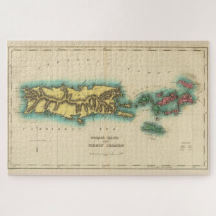 Puzzle Carte vintage des îles Porto Rico et Vierges (1822