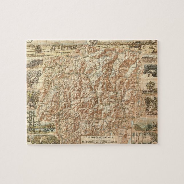 Puzzle Carte vintage des Montagnes Blanches (1937) (Horizontal)
