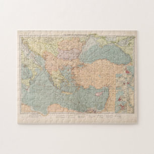 Puzzle Carte Vintage des ports de la Méditerranée orien