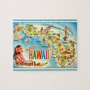 Puzzle carte vintage d'Hawaii 8x10